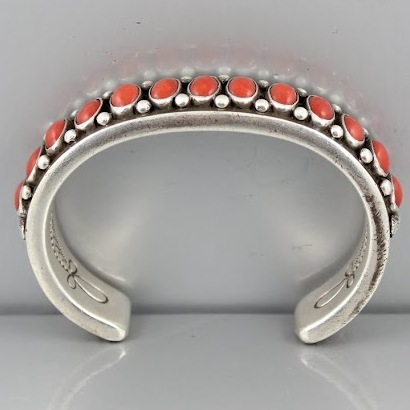 Sold: Calvin Martinez Sterling and Red Coral Bracelet $800