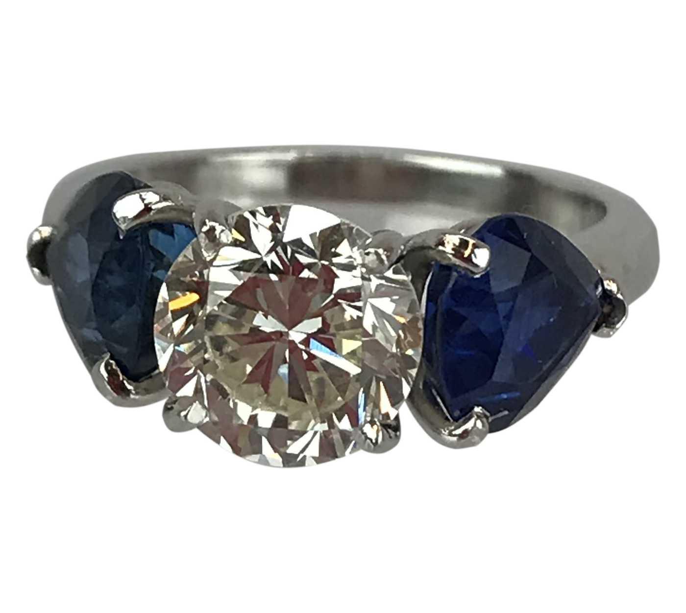 Estate Jewelry Platinum and 2.04 ct Diamond with 2 Blue Sapphires Ring - Copy 2.04 ct Diamond Ring with SapphiresSold by Fine Estate, Inc. for $17,000
