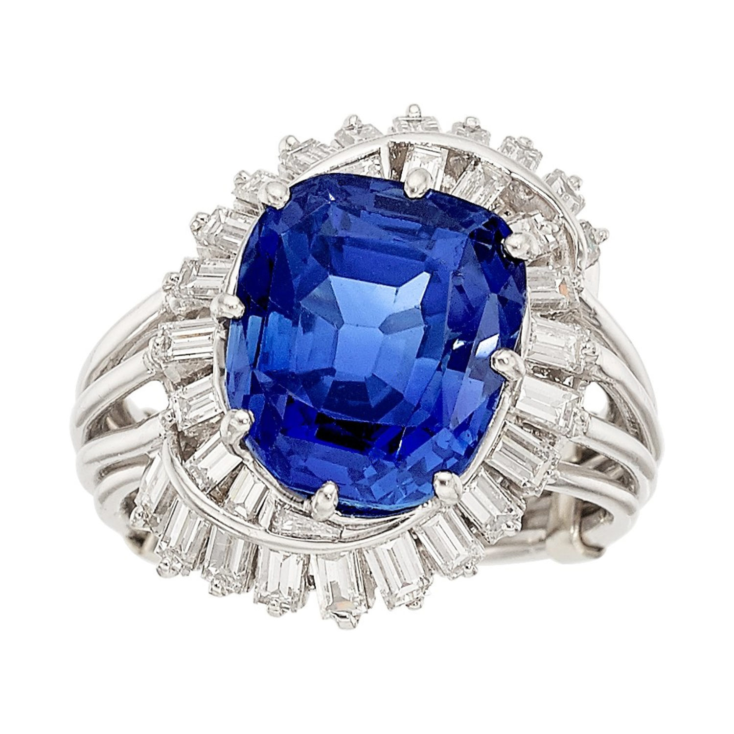Kashmir Blue Sapphire Kashmir Sapphire (11.72carats) and Diamond Ring Price Realized: $670,000 Brokered through Heritage by Fine Estate, Inc.