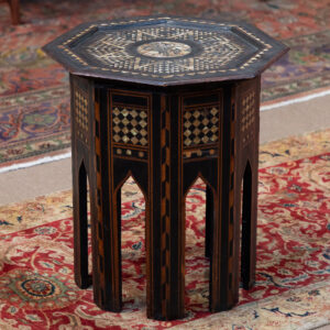 antique Moroccan inlaid hexagonal table