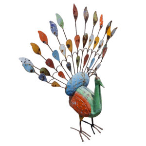 painted metal peacock