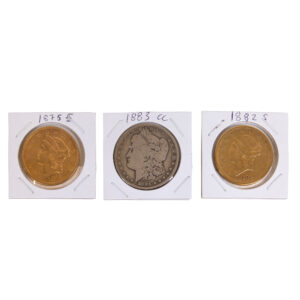rare and fine coins including two Double Eagle gold twenty dollar pieces