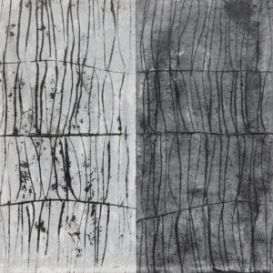 an untitled Sumi ink on rice paper, acrylic on canvas combination by Korean born Kay Kang.