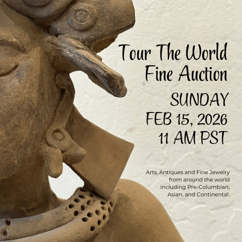 Arts, Antiques and Fine Jewelry from around the world including Pre-Columbian, Asian, and Continental.